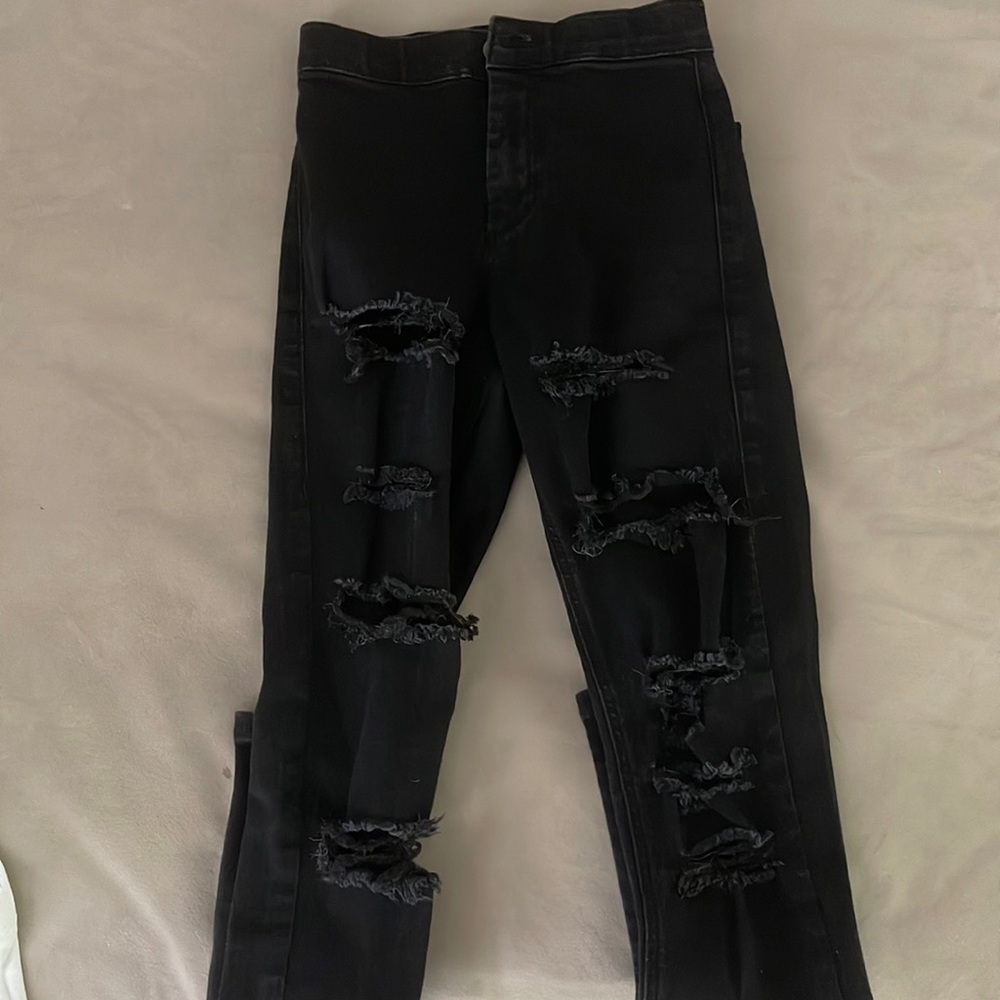 topshop black distressed jeans